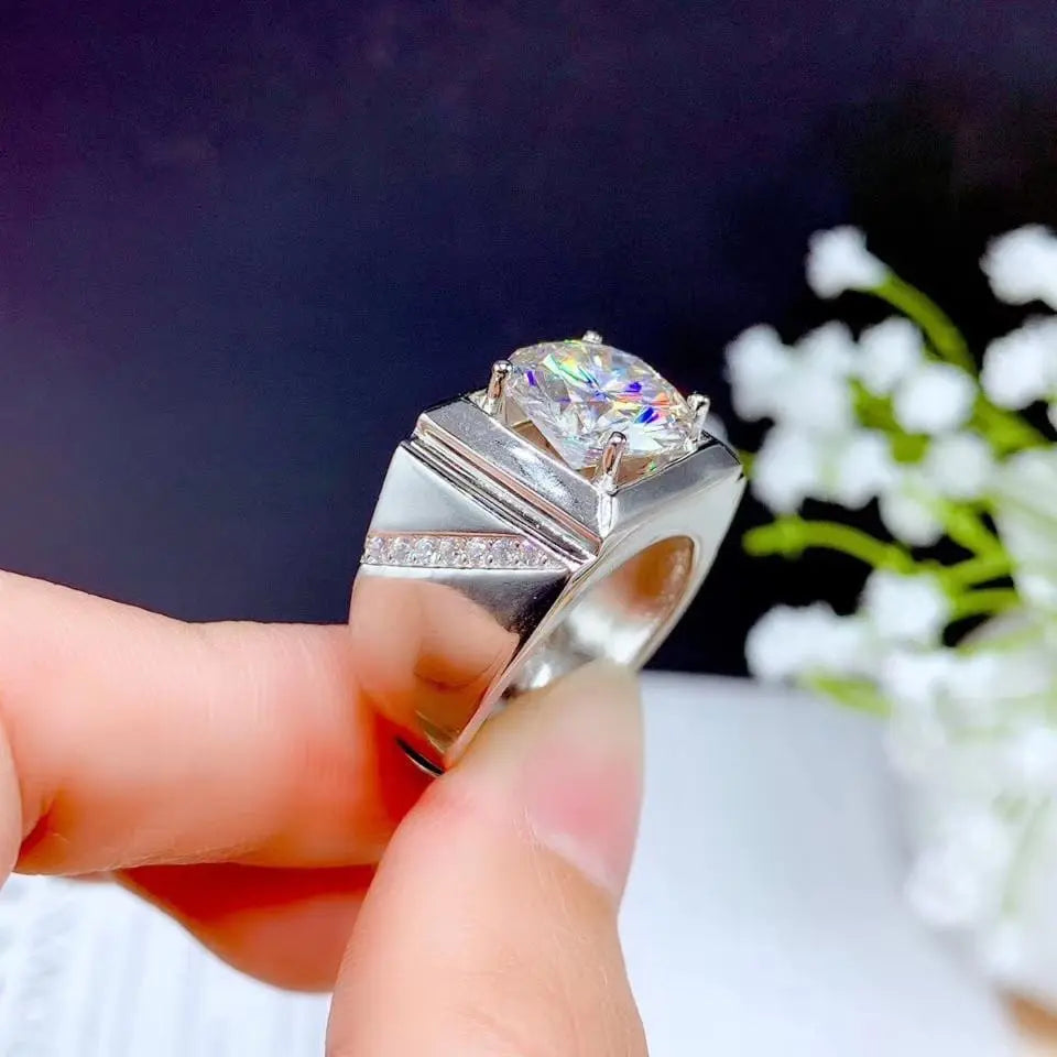 White Gold Plated Silver Wide Band Moissanite Ring 5ct Stone Moissanite Engagement Rings & Jewelry | Luxus Moissanite \ Most Beautiful Wedding Ring Ever