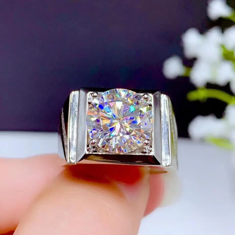 White Gold Plated Silver Wide Band Moissanite Ring 5ct Stone Moissanite Engagement Rings & Jewelry | Luxus Moissanite | Most Beautiful Wedding Ring Ever