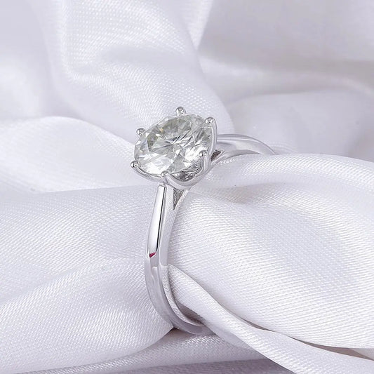 10k / 14k White Gold Solitaire Moissanite Ring 2ct or 3ct Moissanite Engagement Rings & Jewelry | Luxus Moissanite