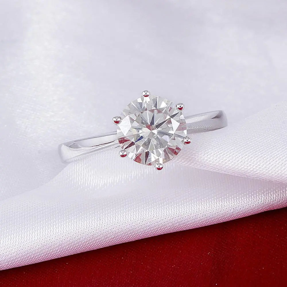 10k / 14k White Gold Solitaire Moissanite Ring 2ct or 3ct Moissanite Engagement Rings & Jewelry | Luxus Moissanite