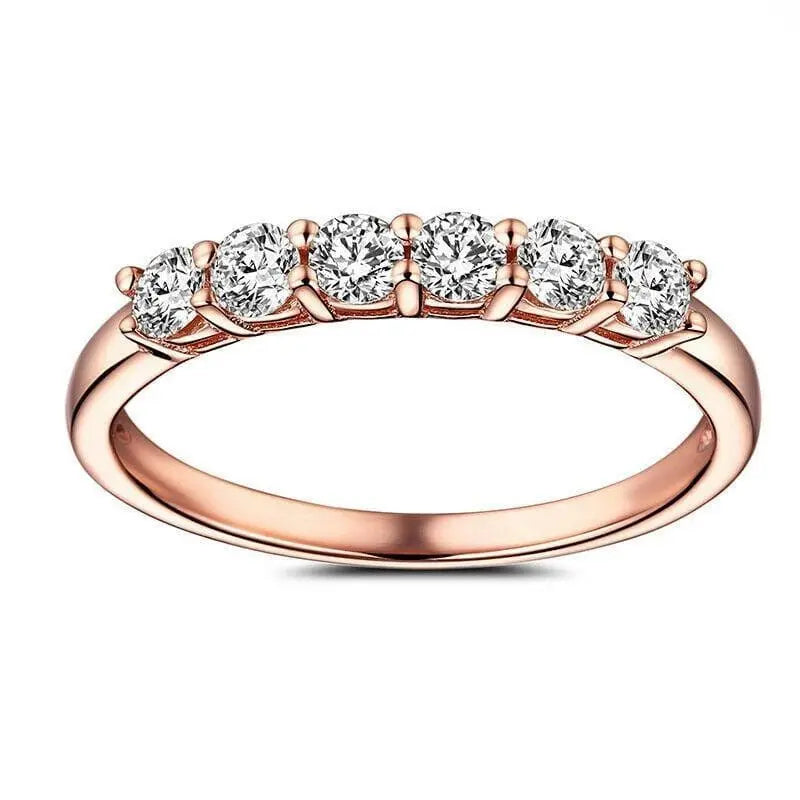 10k Rose Gold 6 Stone Moissanite Anniversary Band 0.36ct Total Moissanite Engagement Rings & Jewelry | Luxus Moissanite