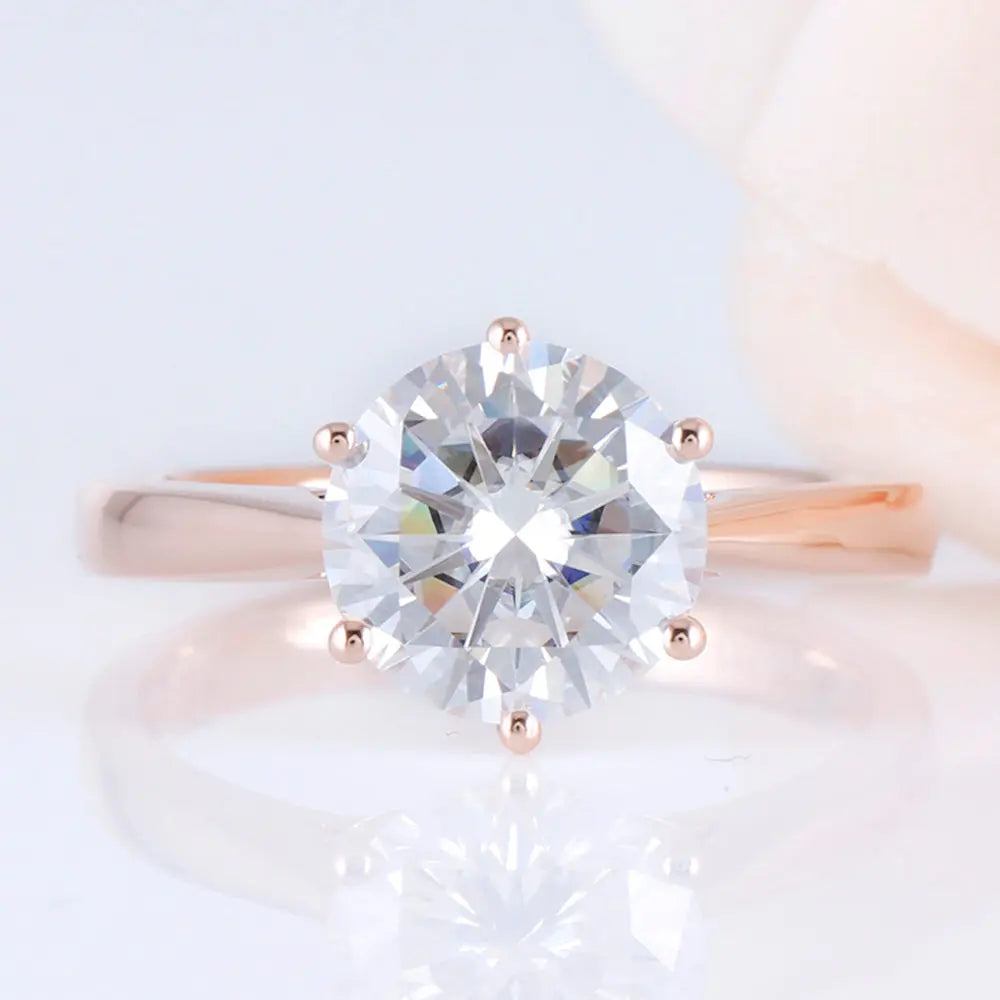 10k Rose Gold Solitaire Moissanite Ring 3ct Moissanite Engagement Rings & Jewelry | Luxus Moissanite