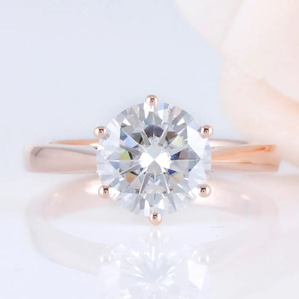 10k Rose Gold Solitaire Moissanite Ring 3ct Moissanite Engagement Rings & Jewelry | Luxus Moissanite