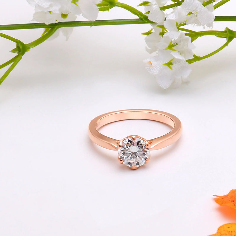 10k Rose, White, Yellow Gold Solitaire Moissanite Rings 1ct Moissanite Engagement Rings & Jewelry | Luxus Moissanite