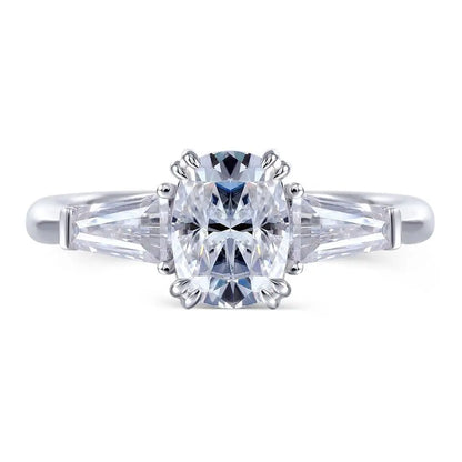 10k White Gold 3 Stone Moissanite Ring 0.75ct - 2.5ct Center Stone Moissanite Engagement Rings & Jewelry | Luxus Moissanite