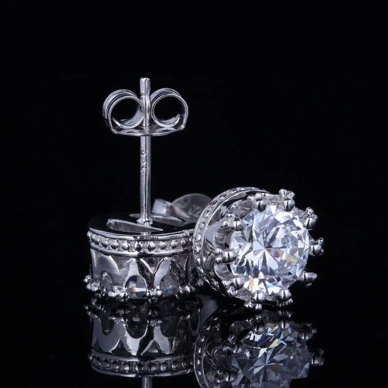 10k White Gold Crown Stud Moissanite Earrings 2ctw Moissanite Engagement Rings & Jewelry | Luxus Moissanite