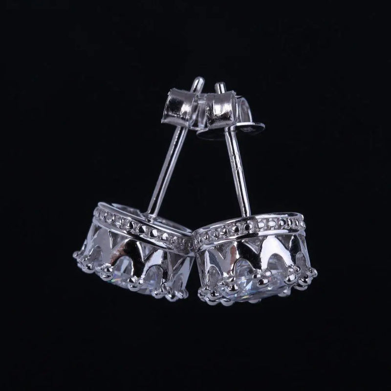 10k White Gold Crown Stud Moissanite Earrings 2ctw Moissanite Engagement Rings & Jewelry | Luxus Moissanite