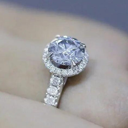 10k White Gold Halo Moissanite Ring 2.13ct Total Moissanite Engagement Rings & Jewelry | Luxus Moissanite Halo for Rings