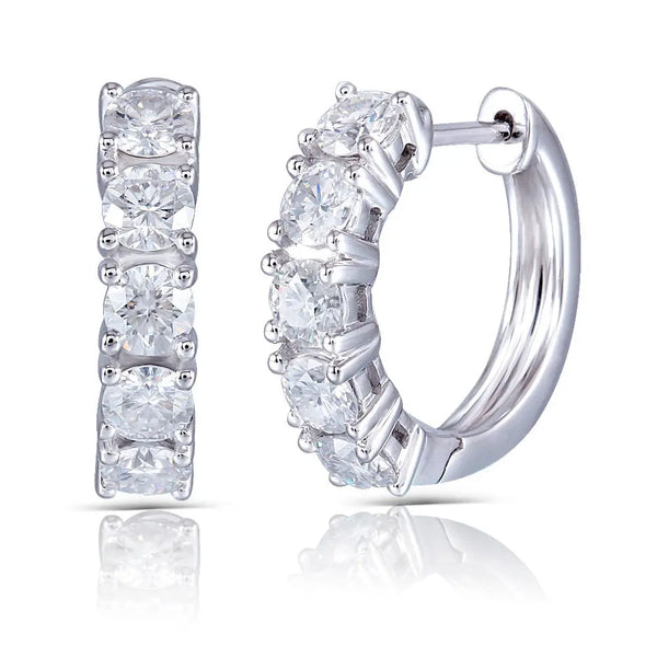 10k White Gold Hoop Moissanite Earrings 1.7ctw Moissanite Engagement Rings & Jewelry | Luxus Moissanite