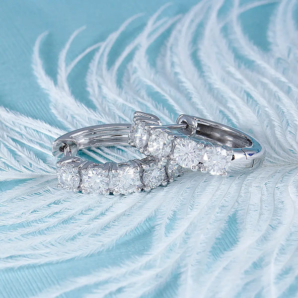 10k White Gold Hoop Moissanite Earrings 1.7ctw Moissanite Engagement Rings & Jewelry | Luxus Moissanite