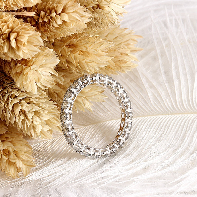 10k White Gold Moissanite Eternity Ring 2.3ct Total Moissanite Engagement Rings & Jewelry | Luxus Moissanite