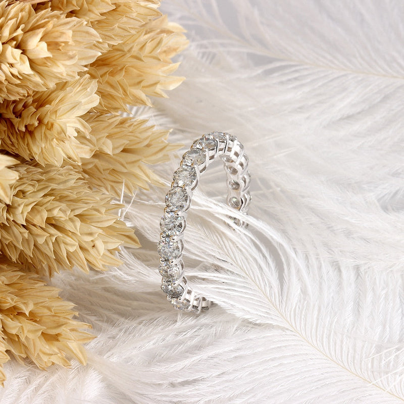 10k White Gold Moissanite Eternity Ring 2.3ct Total Moissanite Engagement Rings & Jewelry | Luxus Moissanite