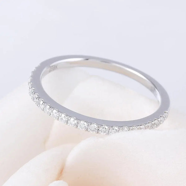 10k White Gold Moissanite Half Eternity Ring Moissanite Engagement Rings & Jewelry | Luxus Moissanite