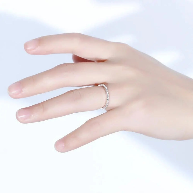 10k White Gold Moissanite Half Eternity Ring Moissanite Engagement Rings & Jewelry | Luxus Moissanite