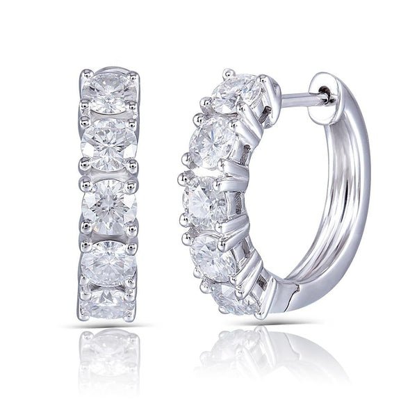 10k White Gold Moissanite Hoop Earrings 1.5ctw Moissanite Engagement Rings & Jewelry | Luxus Moissanite
