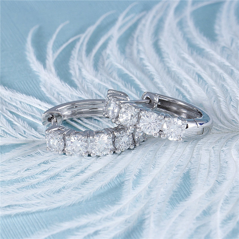 10k White Gold Moissanite Hoop Earrings 1.5ctw Moissanite Engagement Rings & Jewelry | Luxus Moissanite