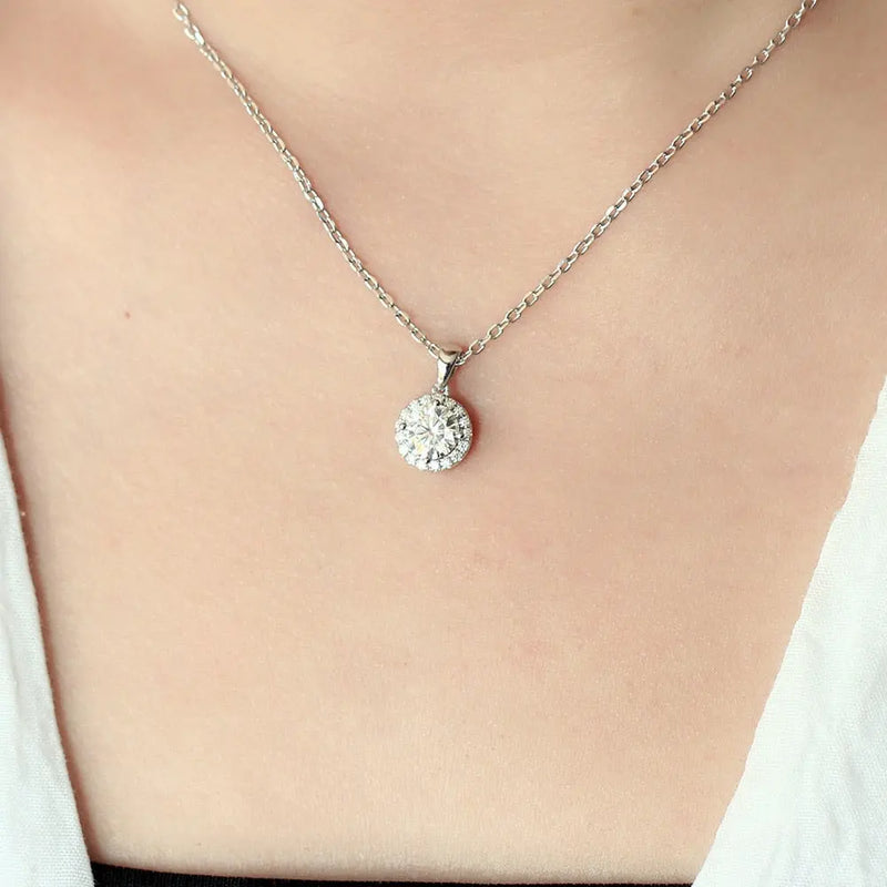 10k White Gold Moissanite Necklace / Pendant 1.17ct Total Moissanite Engagement Rings & Jewelry | Luxus Moissanite
