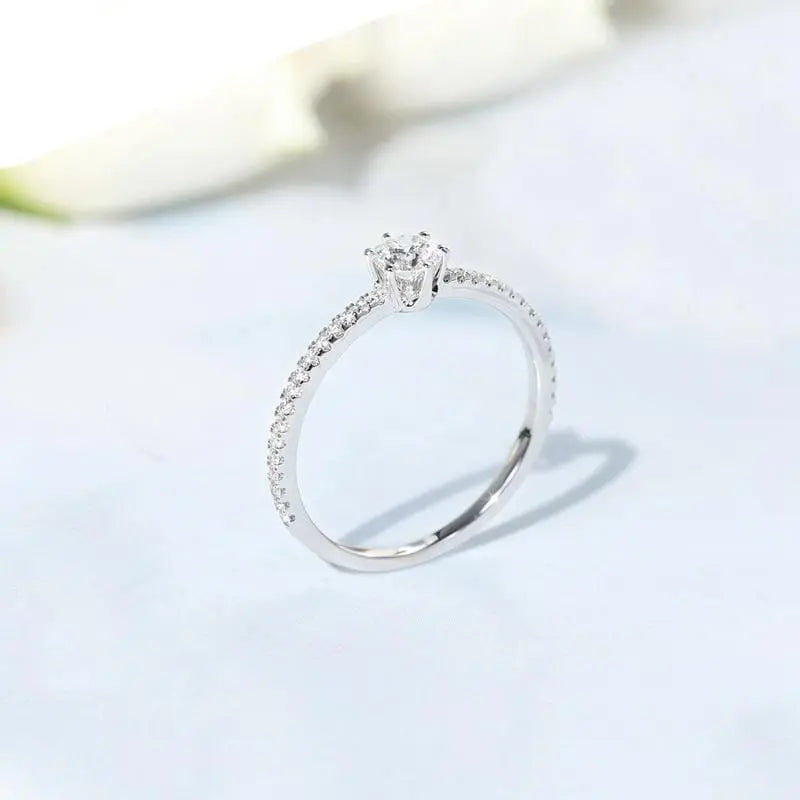 10k White Gold Moissanite Ring 0.43ct Total Moissanite Engagement Rings & Jewelry | Luxus Moissanite | Wedding Ring for Woman