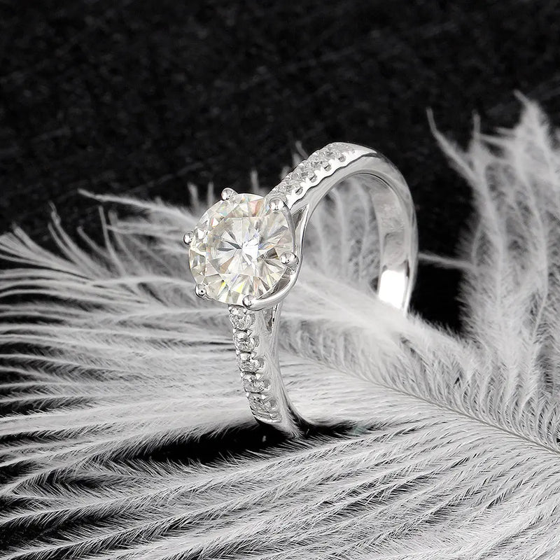 10k White Gold Moissanite Ring 1.5ct Center Stone Moissanite Engagement Rings & Jewelry | Luxus Moissanite