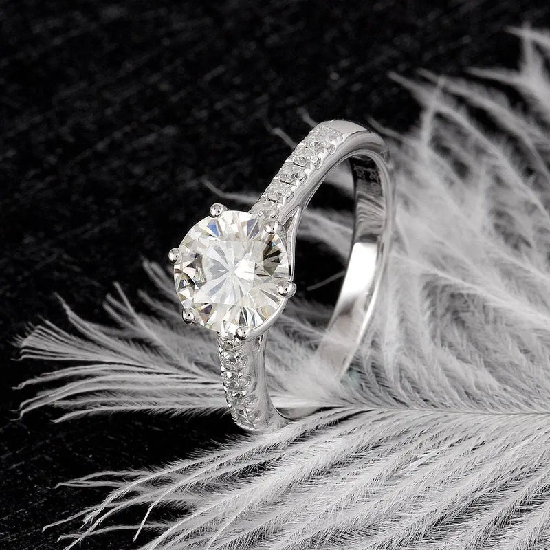 10k White Gold Moissanite Ring 1.5ct Center Stone Moissanite Engagement Rings & Jewelry | Luxus Moissanite