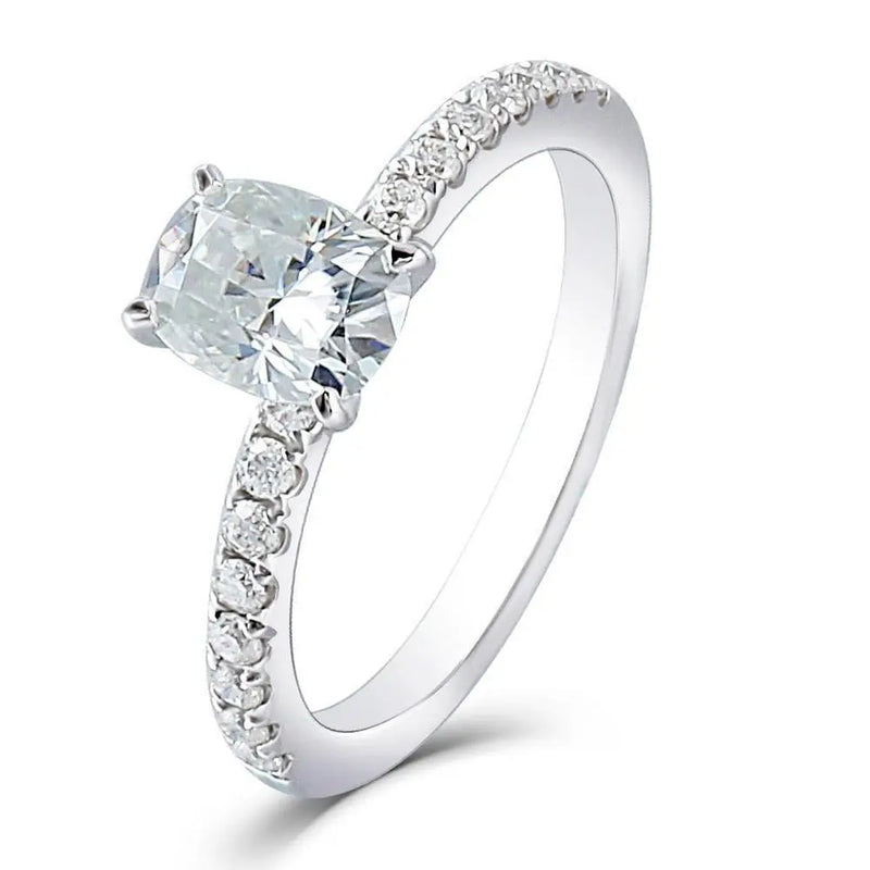 10k White Gold Oval Cut Moissanite Ring 1ct Center Stone Moissanite Engagement Rings & Jewelry | Luxus Moissanite