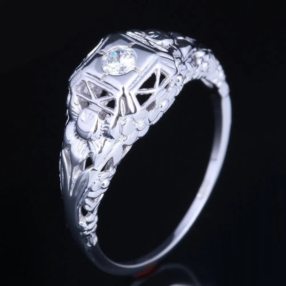 10k White Gold Vintage / Unique Moissanite Ring 0.1ct Moissanite Engagement Rings & Jewelry | Luxus Moissanite | Engagement Rings Female