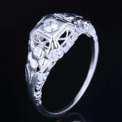 10k White Gold Vintage / Unique Moissanite Ring 0.1ct Moissanite Engagement Rings & Jewelry | Luxus Moissanite | Engagement Rings Female