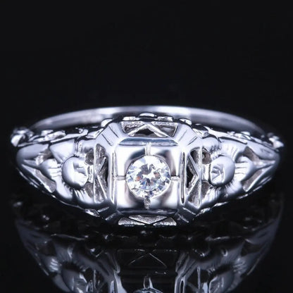 10k White Gold Vintage / Unique Moissanite Ring 0.1ct Moissanite Engagement Rings & Jewelry | Luxus Moissanite | Engagement Rings Female