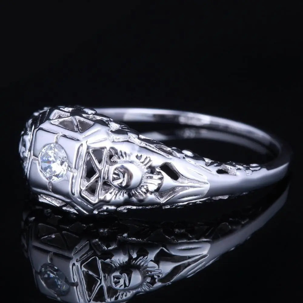 10k White Gold Vintage / Unique Moissanite Ring 0.1ct Moissanite Engagement Rings & Jewelry | Luxus Moissanite | Engagement Rings Female