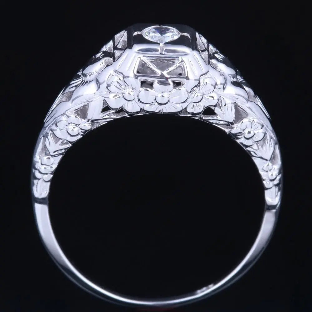 10k White Gold Vintage / Unique Moissanite Ring 0.1ct Moissanite Engagement Rings & Jewelry | Luxus Moissanite | Engagement Rings Female