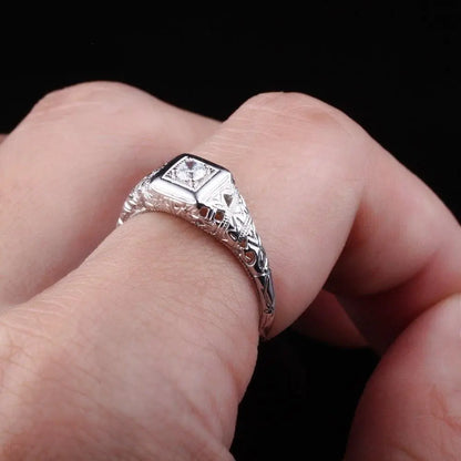 10k White Gold Vintage / Unique Moissanite Ring 0.1ct Moissanite Engagement Rings & Jewelry | Luxus Moissanite | Wedding Ring Vintage