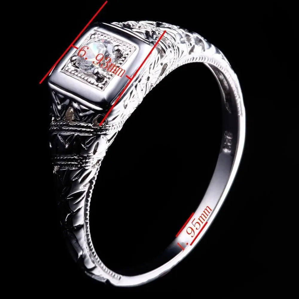 10k White Gold Vintage / Unique Moissanite Ring 0.1ct Moissanite Engagement Rings & Jewelry | Luxus Moissanite | Wedding Ring Vintage