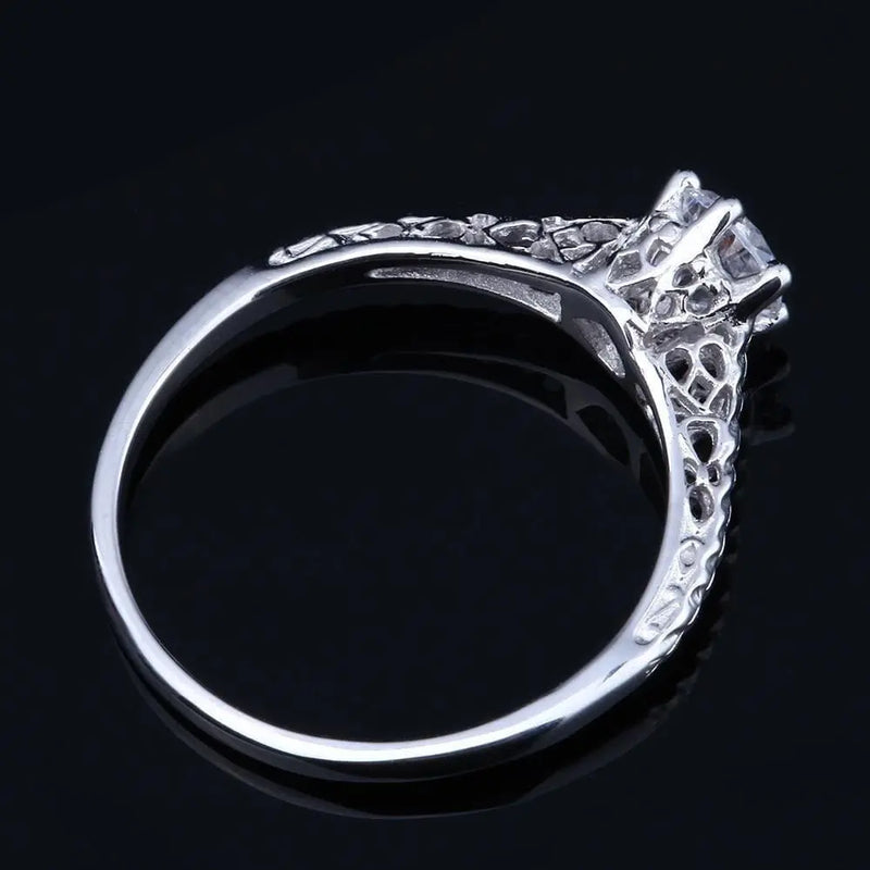 10k White Gold Vintage / Unique Moissanite Ring 0.5ct Moissanite Engagement Rings & Jewelry | Luxus Moissanite