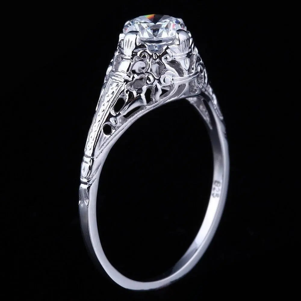 10k White Gold Vintage / Unique Moissanite Ring 0.6ct Moissanite Engagement Rings & Jewelry | Luxus Moissanite | Wedding Rings Vintage Collection