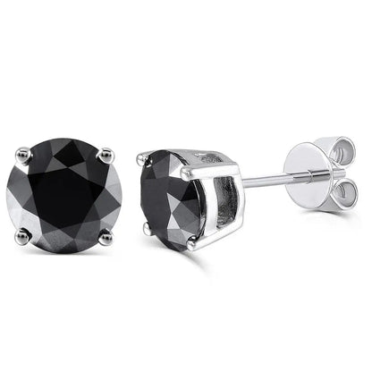 10k White Gold & Platinum Plated Silver Black Moissanite Stud Earrings 2ctw Moissanite Engagement Rings & Jewelry | Luxus Moissanite