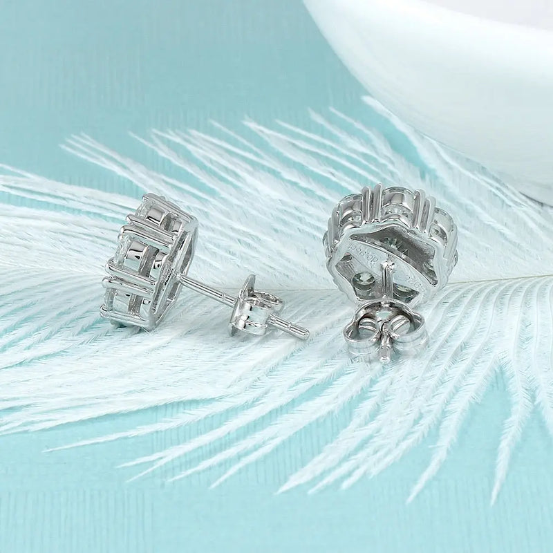 10k White Gold & Platinum Plated Silver Moissanite Earrings 1.9ctw Moissanite Engagement Rings & Jewelry | Luxus Moissanite