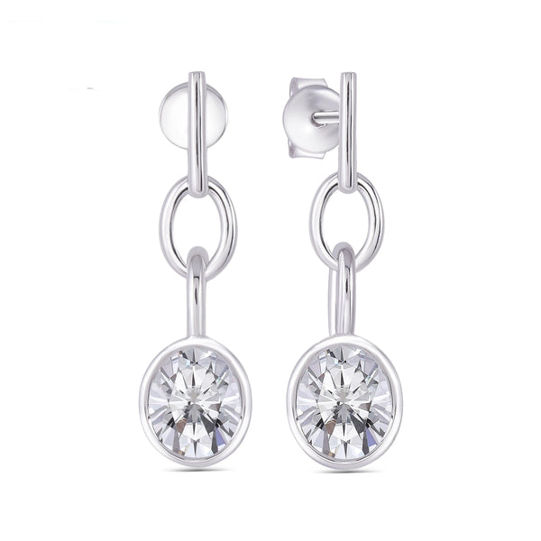 10k White Gold & Platinum Plated Silver Moissanite Earrings 2ctw Moissanite Engagement Rings & Jewelry | Luxus Moissanite