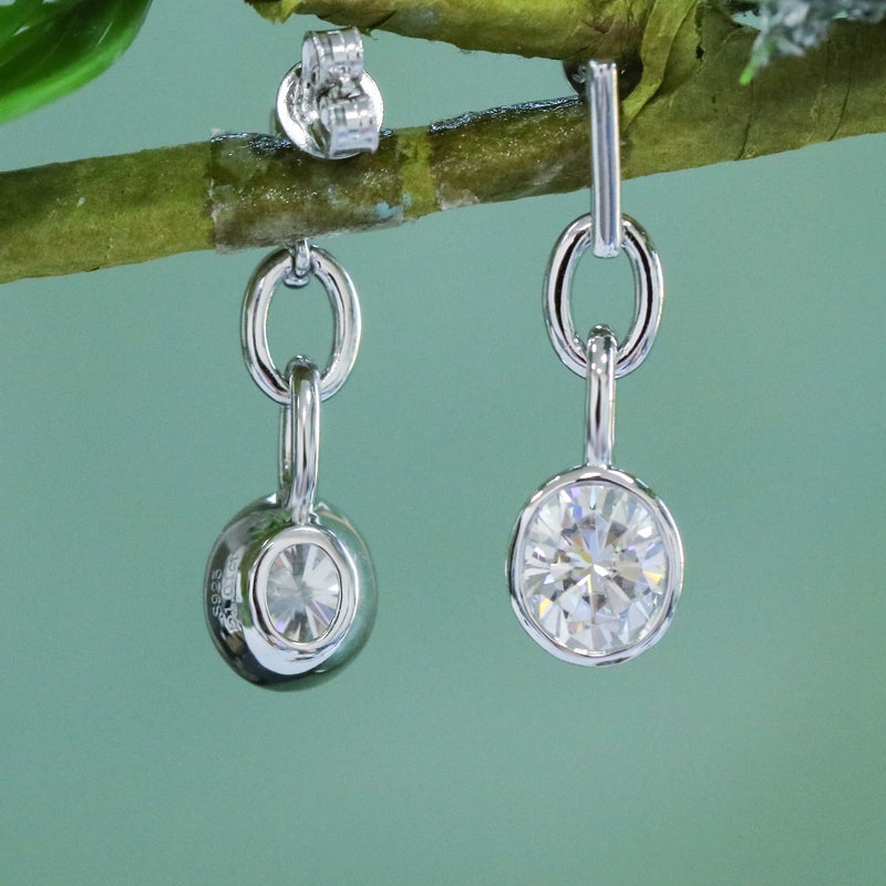 10k White Gold & Platinum Plated Silver Moissanite Earrings 2ctw Moissanite Engagement Rings & Jewelry | Luxus Moissanite