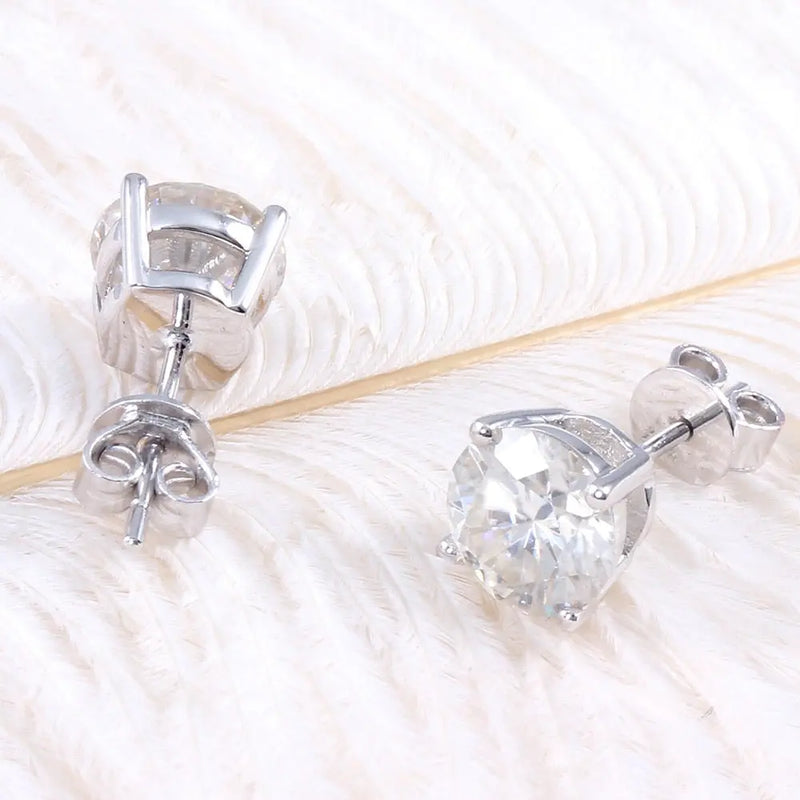 10k White Gold & Platinum Plated Silver Stud Moissanite Earrings 2ctw Moissanite Engagement Rings & Jewelry | Luxus Moissanite