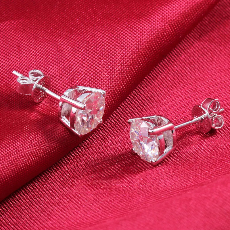 10k White Gold & Platinum Plated Silver Stud Moissanite Earrings 2ctw Moissanite Engagement Rings & Jewelry | Luxus Moissanite