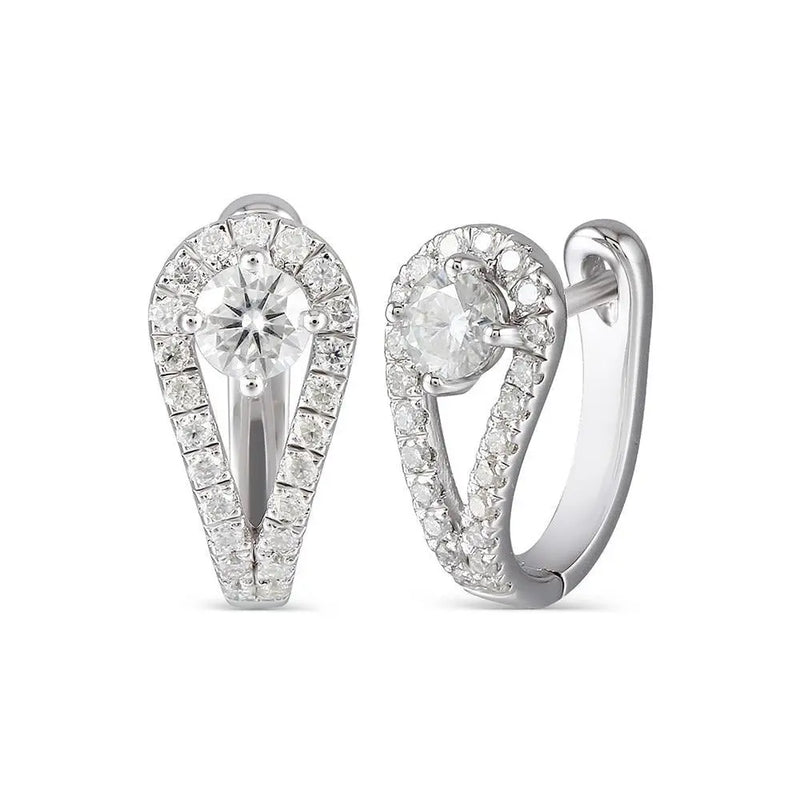 10k White Gold & Platinum Plated Silver U Shaped Moissanite Earrings 0.82ctw Moissanite Engagement Rings & Jewelry | Luxus Moissanite