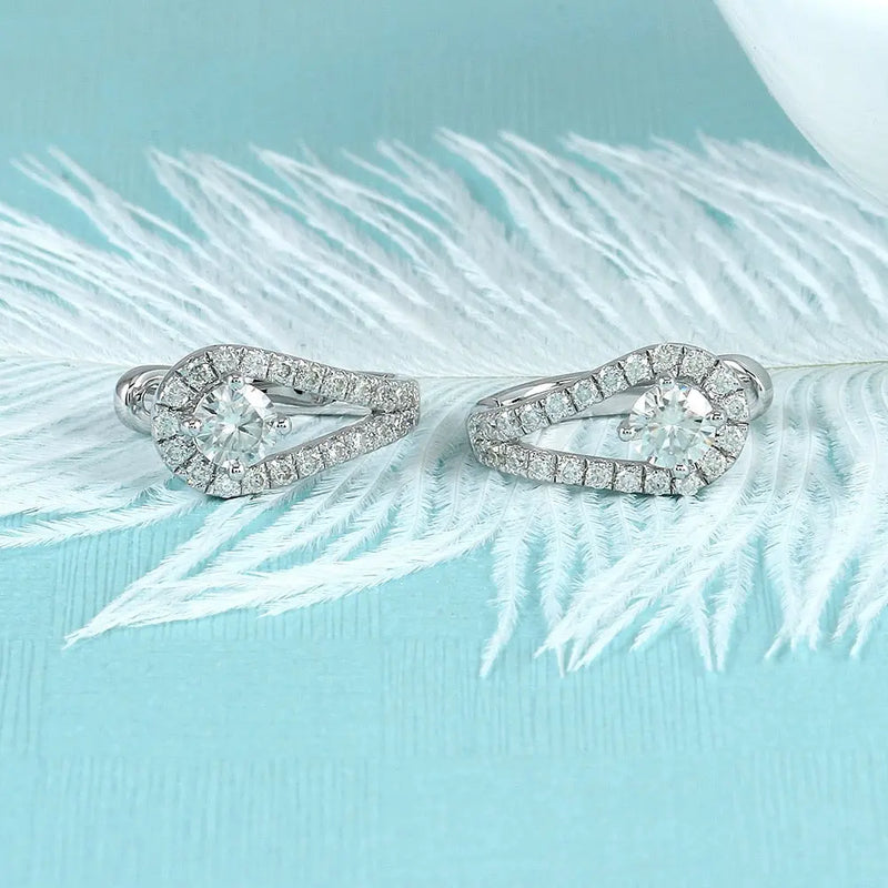 10k White Gold & Platinum Plated Silver U Shaped Moissanite Earrings 0.82ctw Moissanite Engagement Rings & Jewelry | Luxus Moissanite