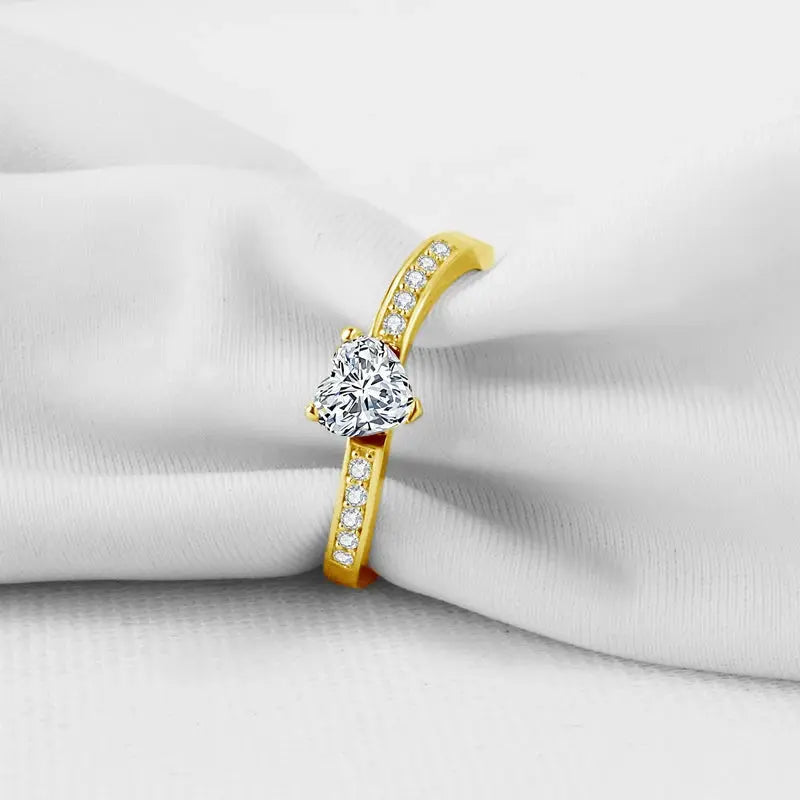 10k Yellow Gold Solitaire Heart Moissanite Ring 0.5 ct Moissanite Engagement Rings & Jewelry | Luxus Moissanite