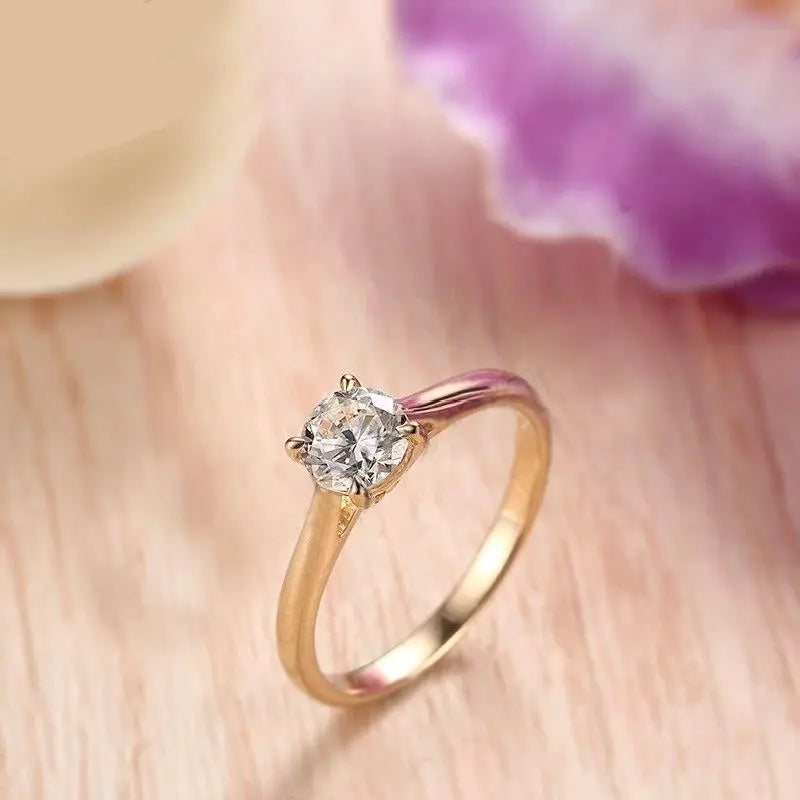 10k Yellow Gold Solitaire Moissanite Ring 1ct Moissanite Engagement Rings & Jewelry | Luxus Moissanite
