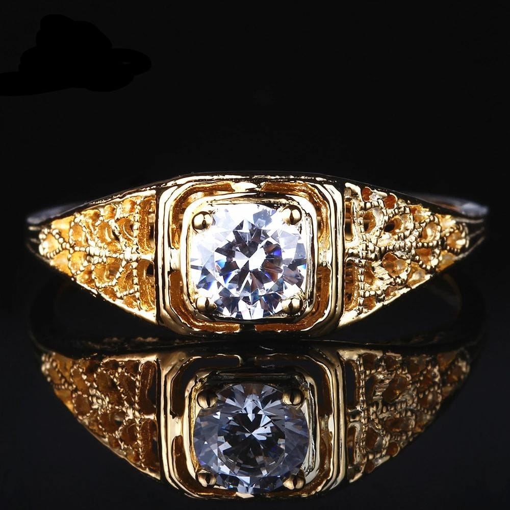 10k Yellow Gold Vintage / Unique Moissanite Ring 0.4ct Moissanite Engagement Rings & Jewelry | Luxus Moissanite | Unique Engagement Rings Vintage