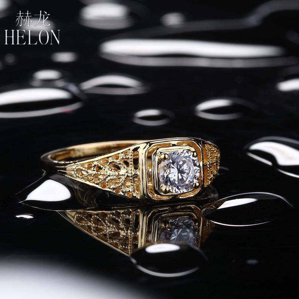 10k Yellow Gold Vintage / Unique Moissanite Ring 0.4ct Moissanite Engagement Rings & Jewelry | Luxus Moissanite | Unique Engagement Rings Vintage