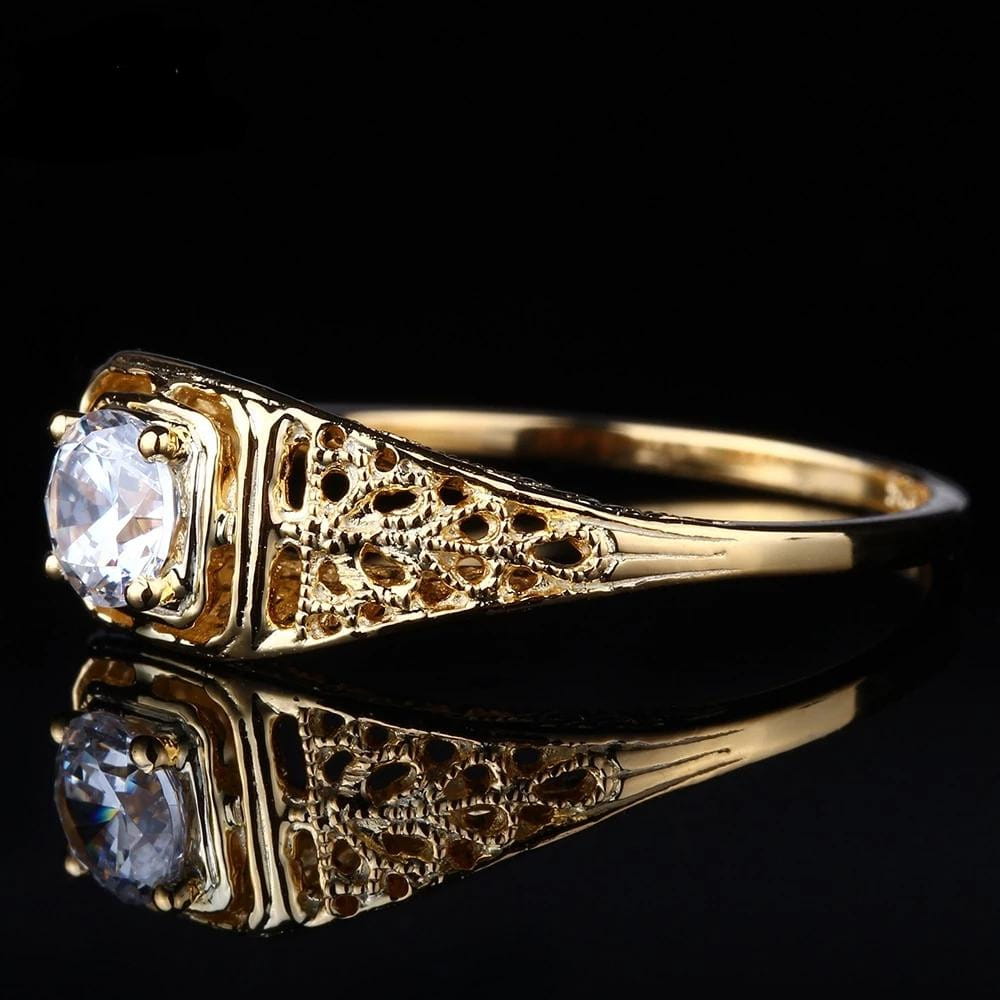 10k Yellow Gold Vintage / Unique Moissanite Ring 0.4ct Moissanite Engagement Rings & Jewelry | Luxus Moissanite | Unique Engagement Rings Vintage