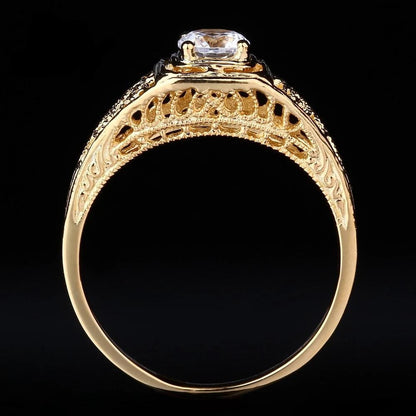 10k Yellow Gold Vintage / Unique Moissanite Ring 0.4ct Moissanite Engagement Rings & Jewelry | Luxus Moissanite | Unique Engagement Rings Vintage