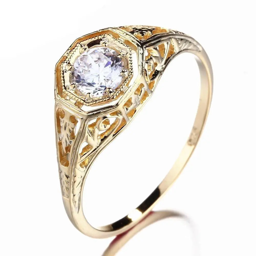 10k Yellow Gold Vintage / Unique Moissanite Ring 0.4ct Moissanite Engagement Rings & Jewelry | Luxus Moissanite Unique Moissanite for Engagement Ring