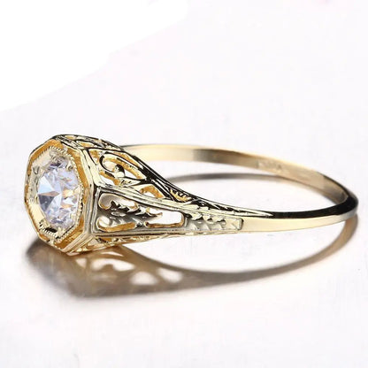 10k Yellow Gold Vintage / Unique Moissanite Ring 0.4ct Moissanite Engagement Rings & Jewelry | Luxus Moissanite Unique Moissanite for Engagement Ring